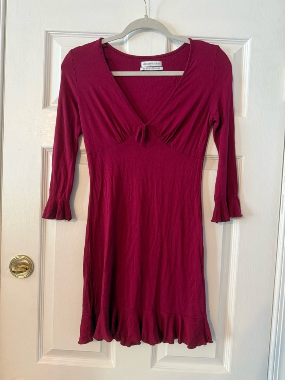 Urban Outfitters Deep Wine V-Neck Midi Dress